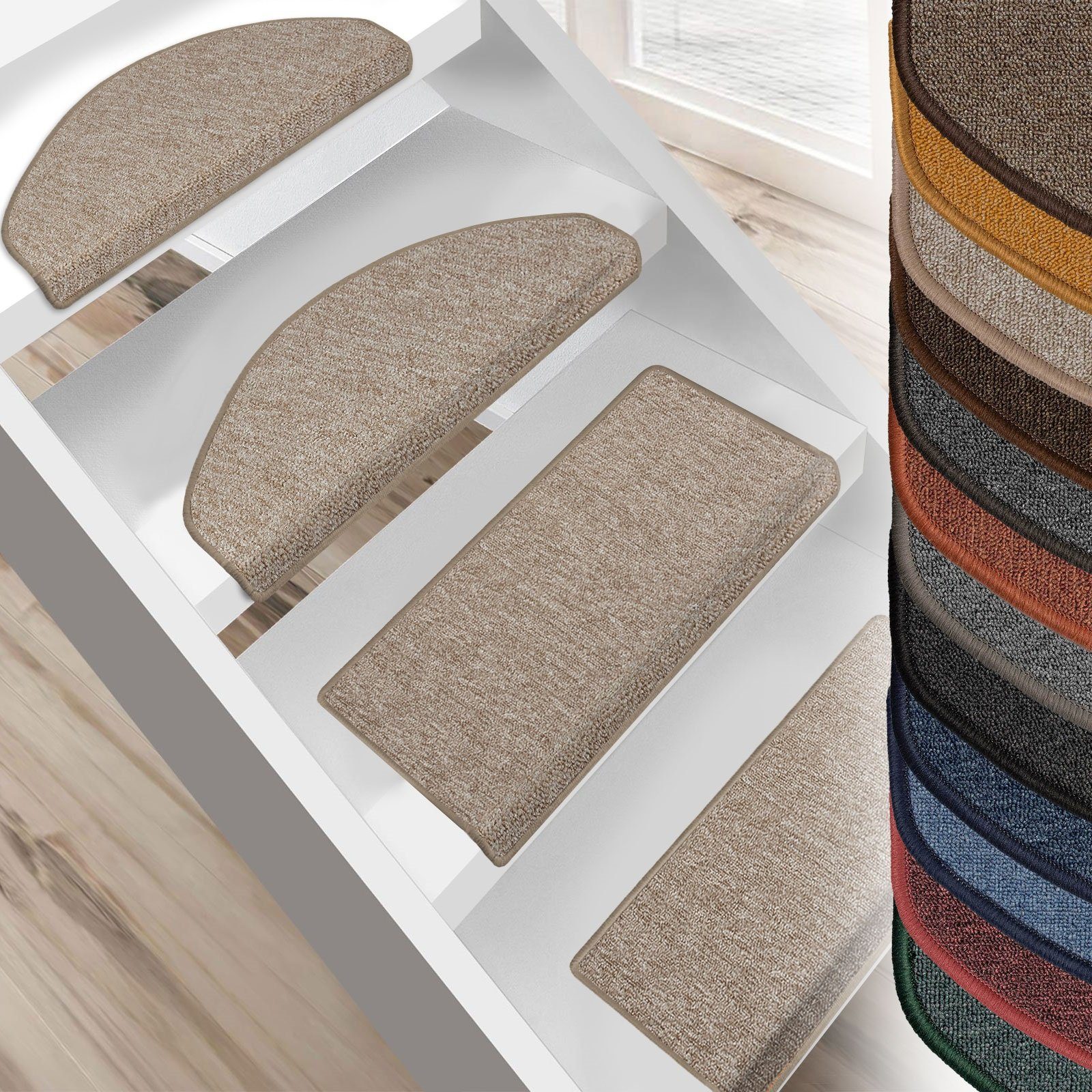 Stufenmatte Athen, Treppenmatte, viele Farben & 3 Größen, Karat, Halbrund, Höhe: 4 mm