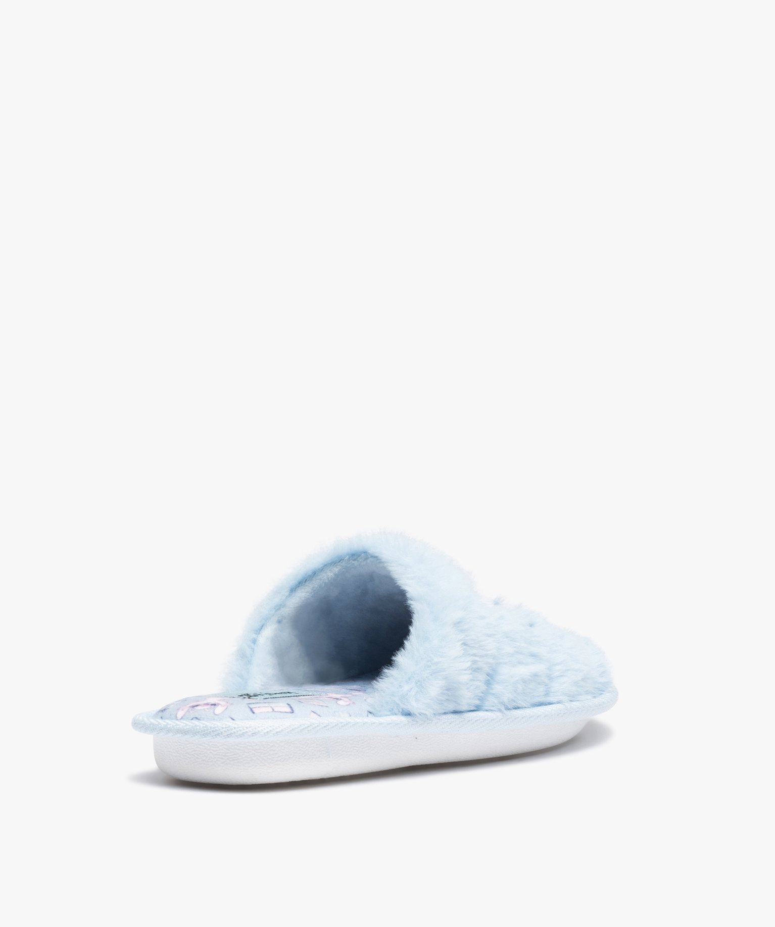 Chaussons femme mules plates à poils doux Stitch - DS bleu | GEMO