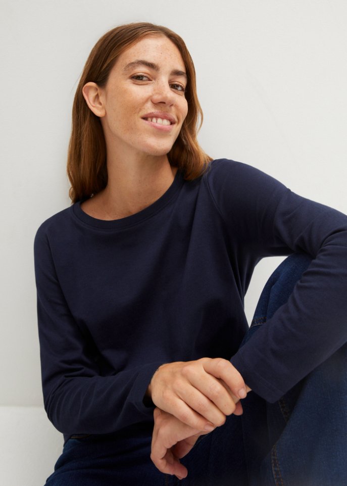 Essential Langarmshirt mit Rundhalsausschnitt, seamless