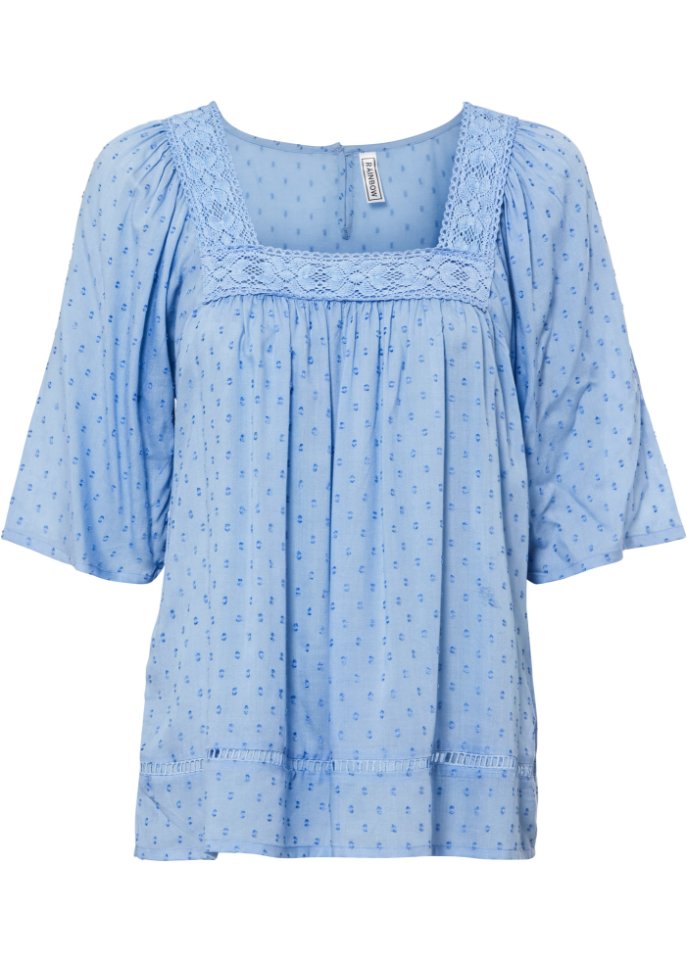 Transparente Bluse mit Häkelspitze