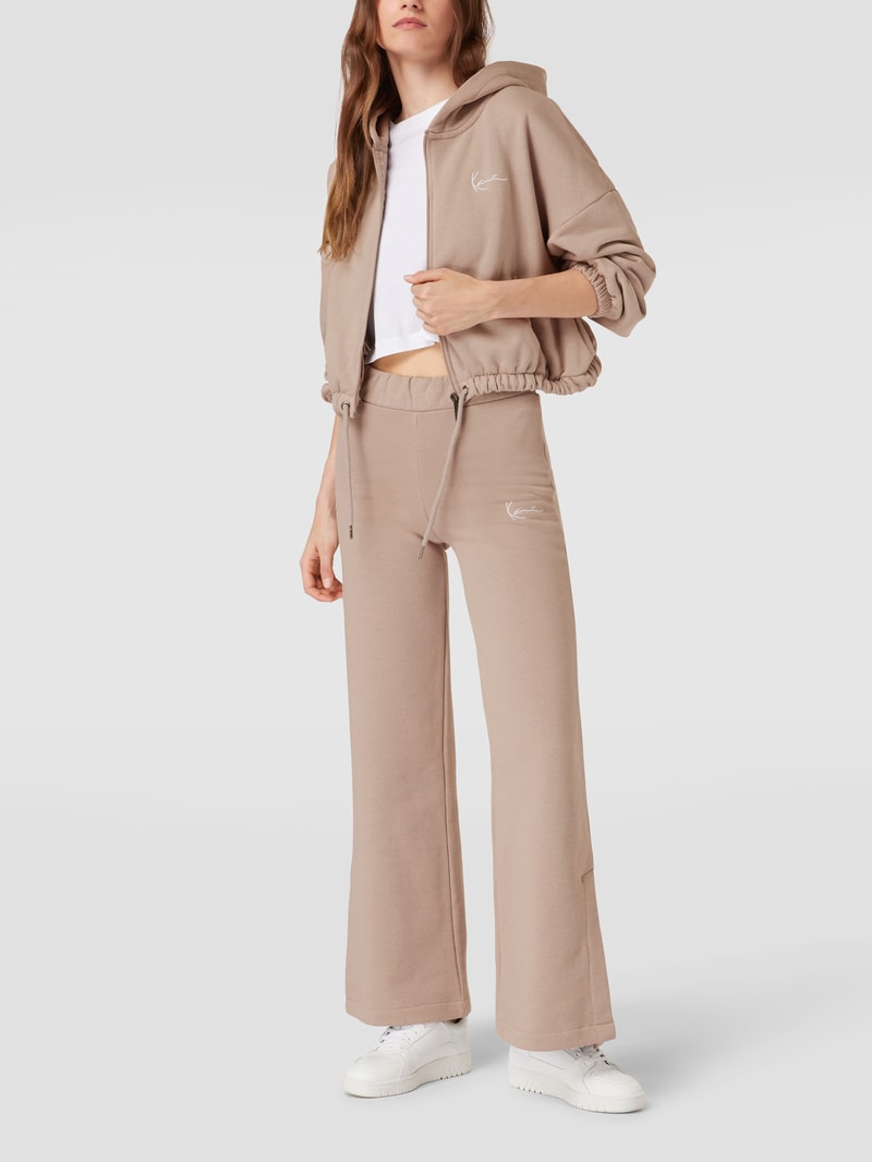 Sweathose mit Label-Stitching in taupe