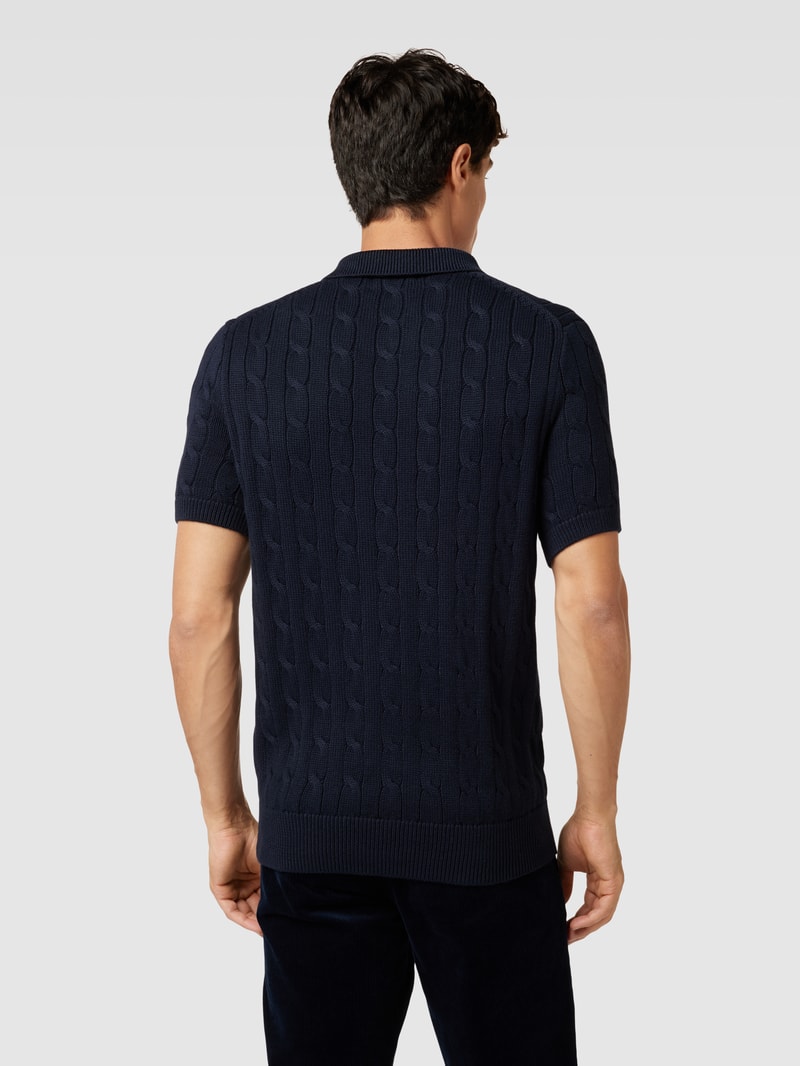 Poloshirt mit kurzer Knopfleiste in marineblau