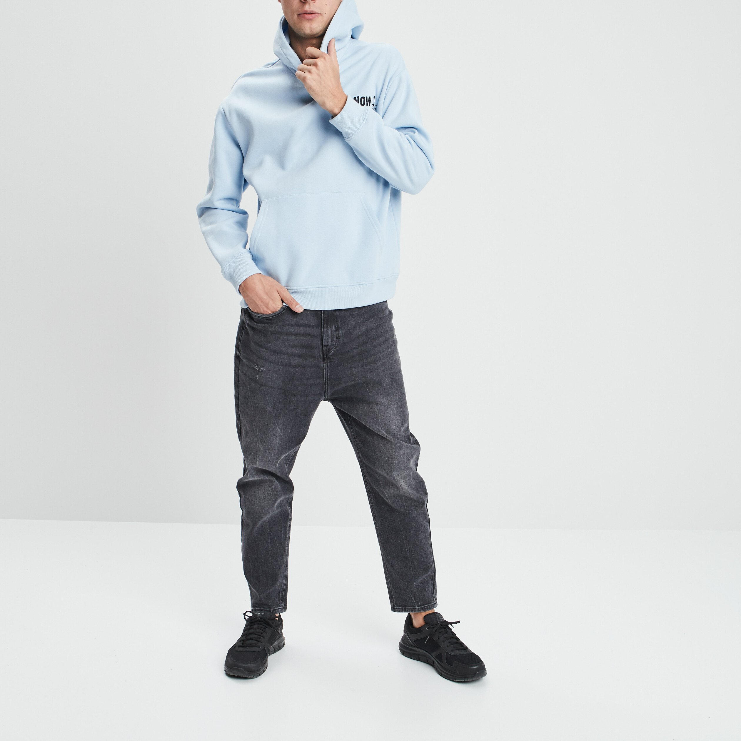 Gilet à capuche hoodie bleu ciel homme | La Halle