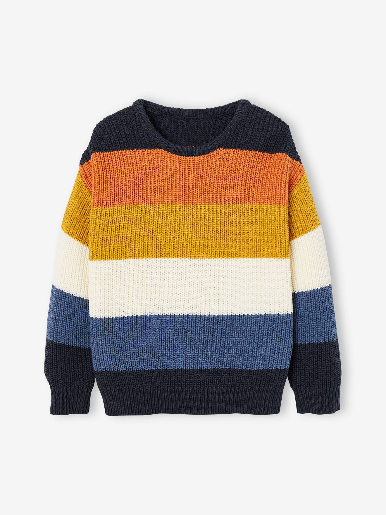 Pull rayé couleurs garçon multicolore