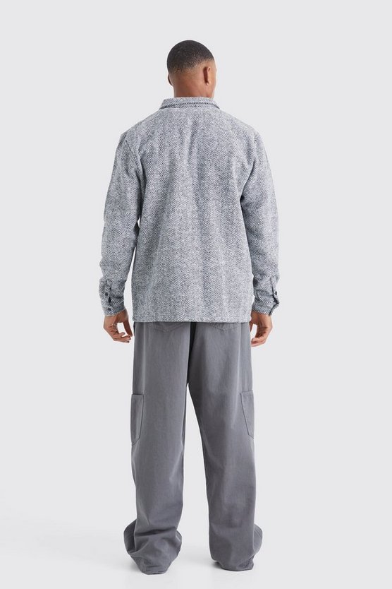 Langärmliges Oversize Jacquard-Overshirt