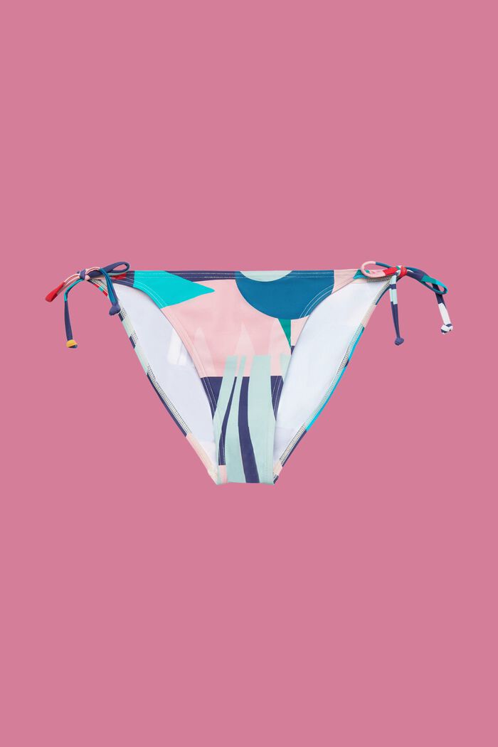 Bikinihose mit Bindebändern und mehrfarbigem Print