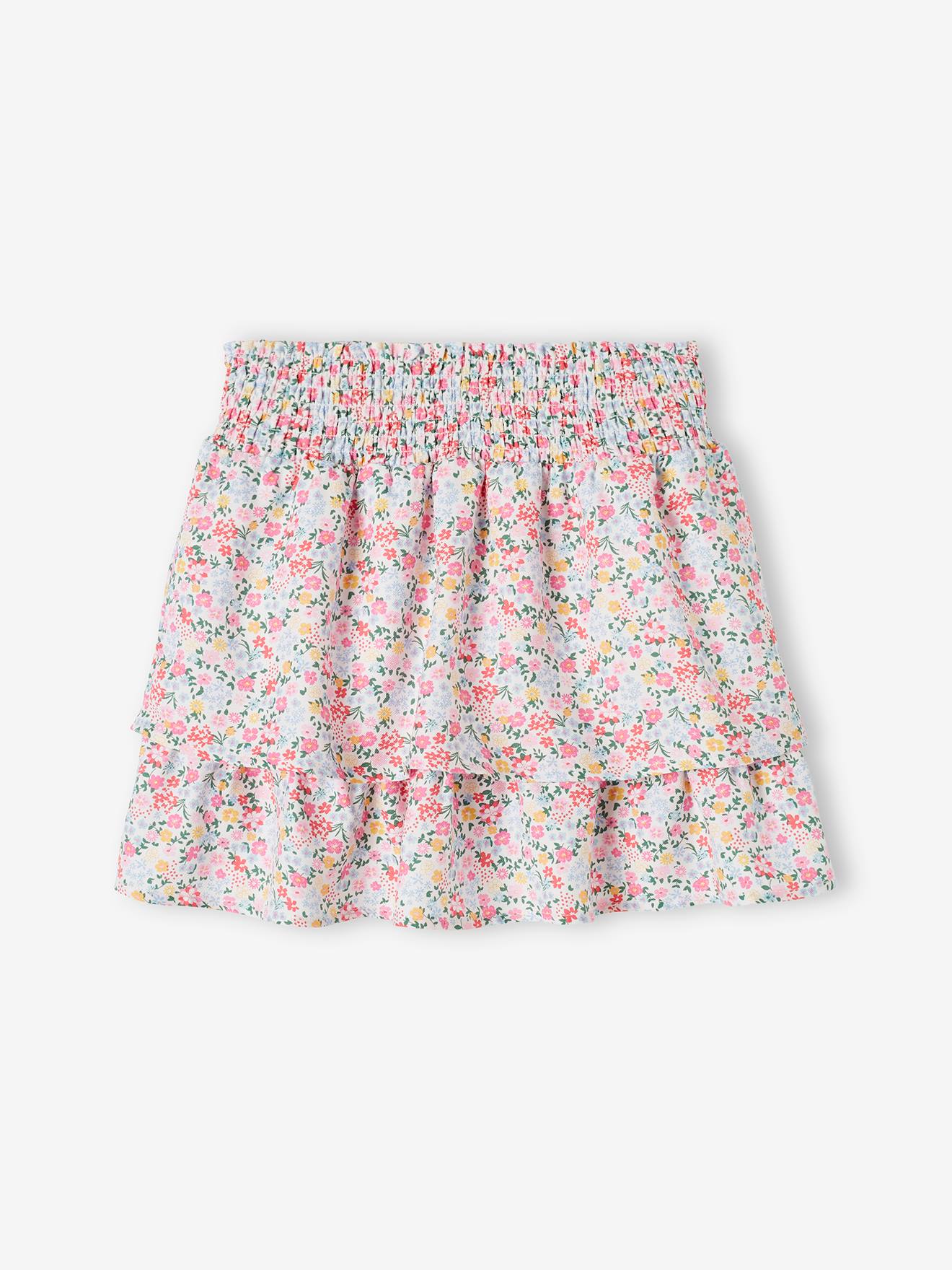 Jupe-short volantée fille blanc imprimé