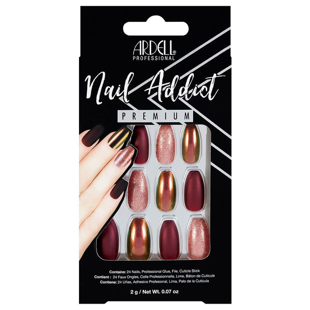 Ardell Nail Addict Red Cateye Faux-ongles prêt à poser Ardell avec accessoires