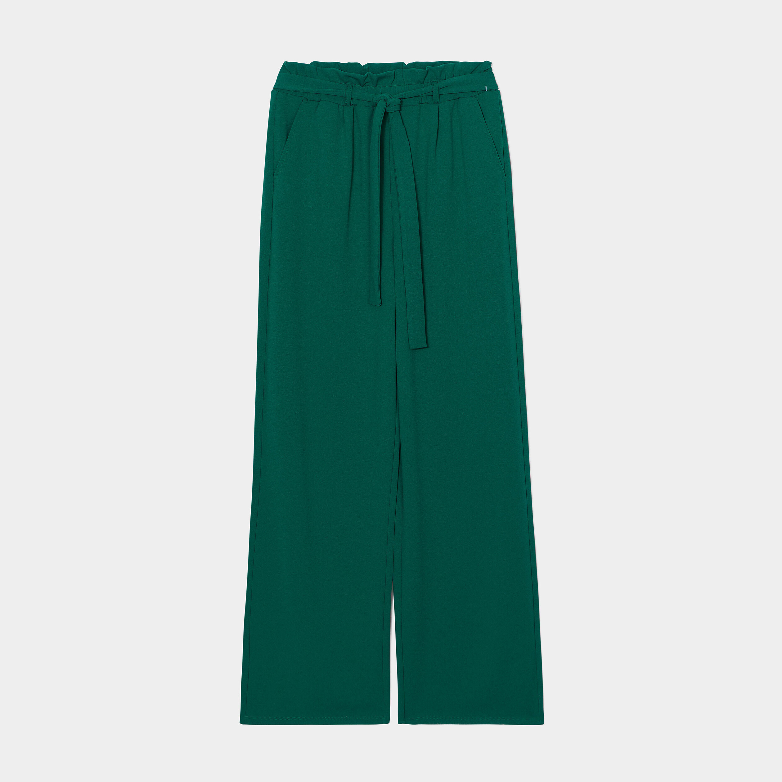 Pantalon large ceinturé vert émeraude femme | La Halle