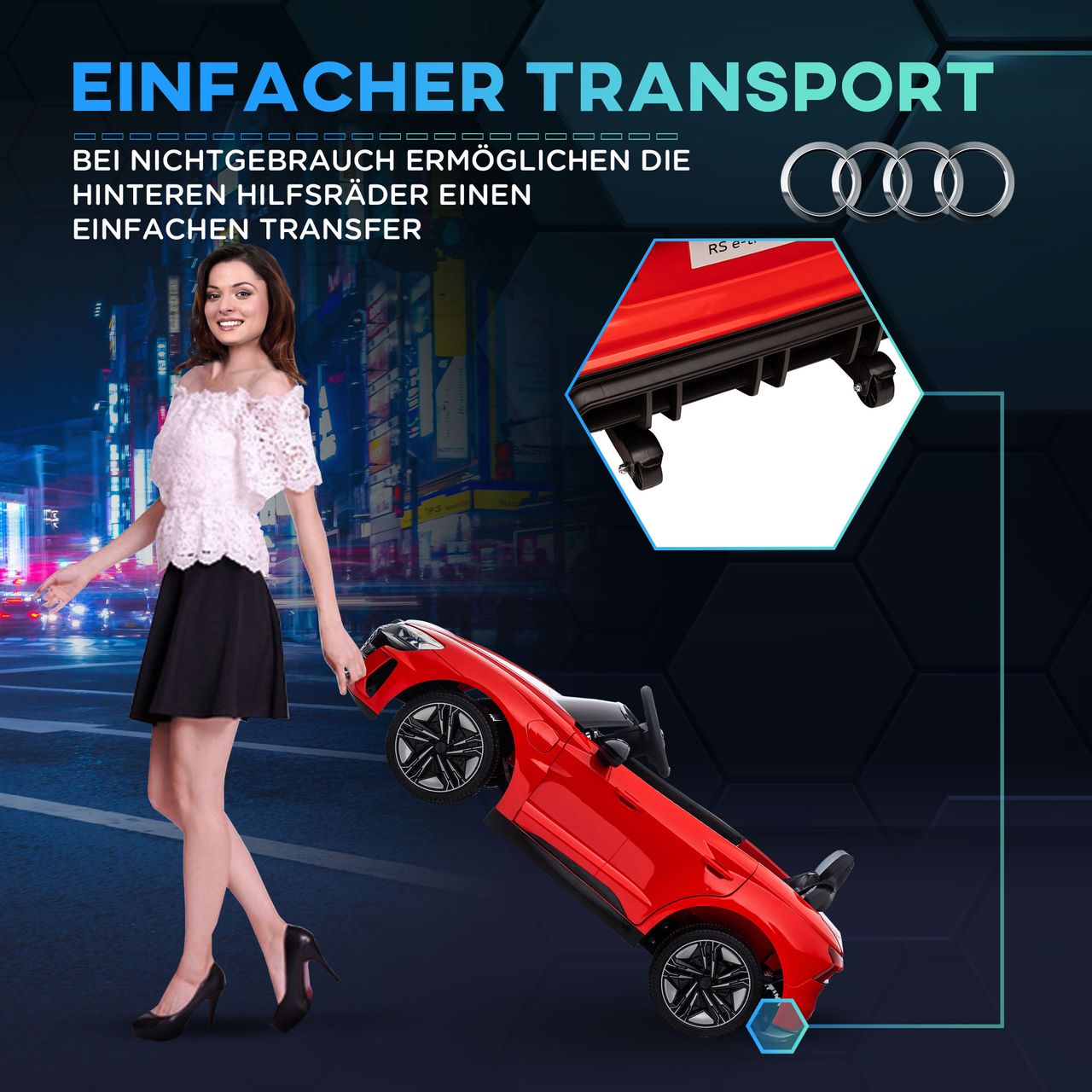 HOMCOM Kinder Elektroauto, Kinderfahrzeug mit Ferbedienung, Kinderauto, Rot