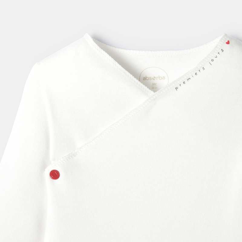 Body cœur croisé manches longues en interlock blanc naissance Absorba