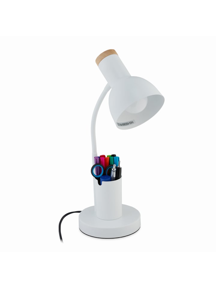 relaxdays Schreibtischlampe mit Stifthalter in Weiß günstig kaufen onesize