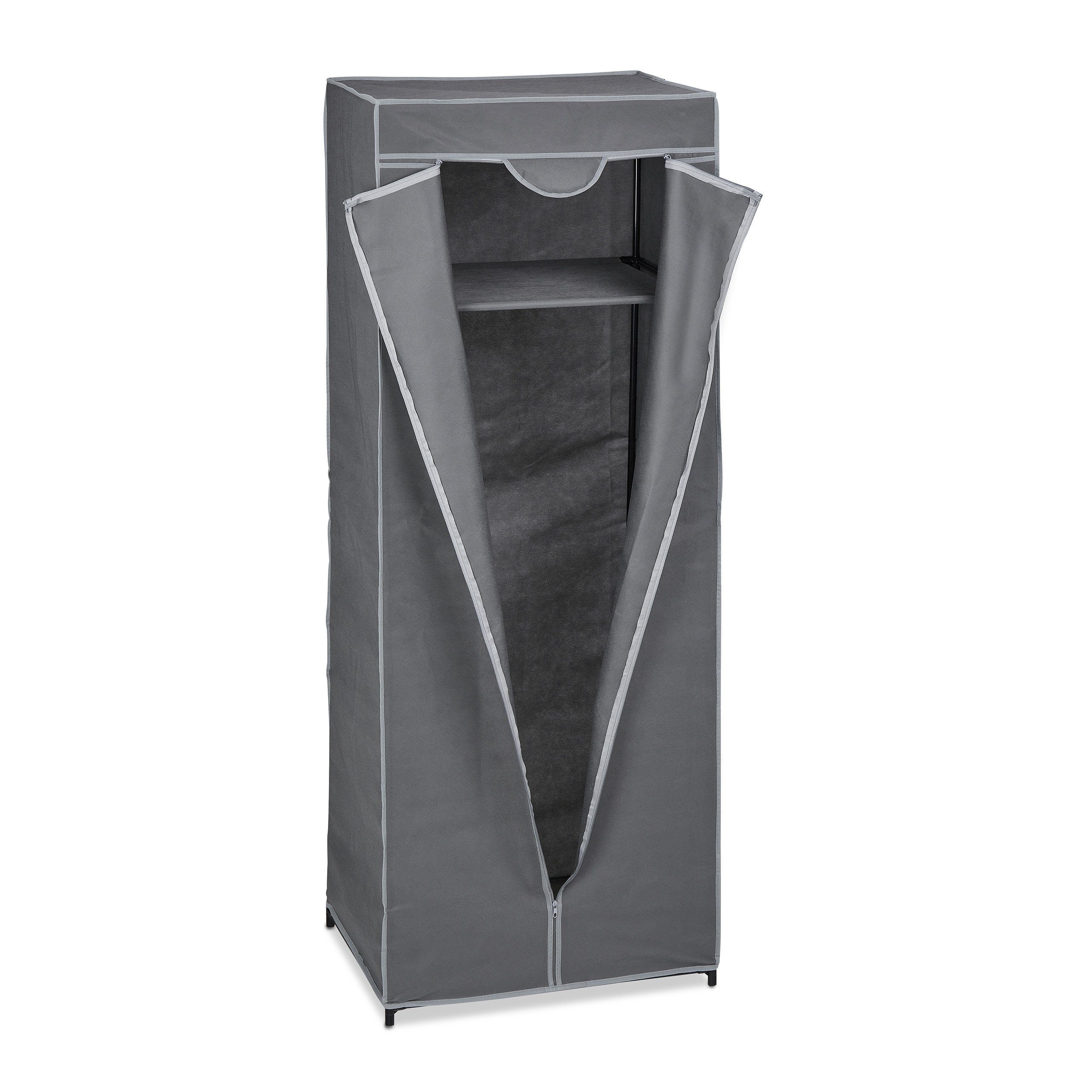 relaxdays Stoffschrank Stoffschrank mit Kleiderstange Anthrazit