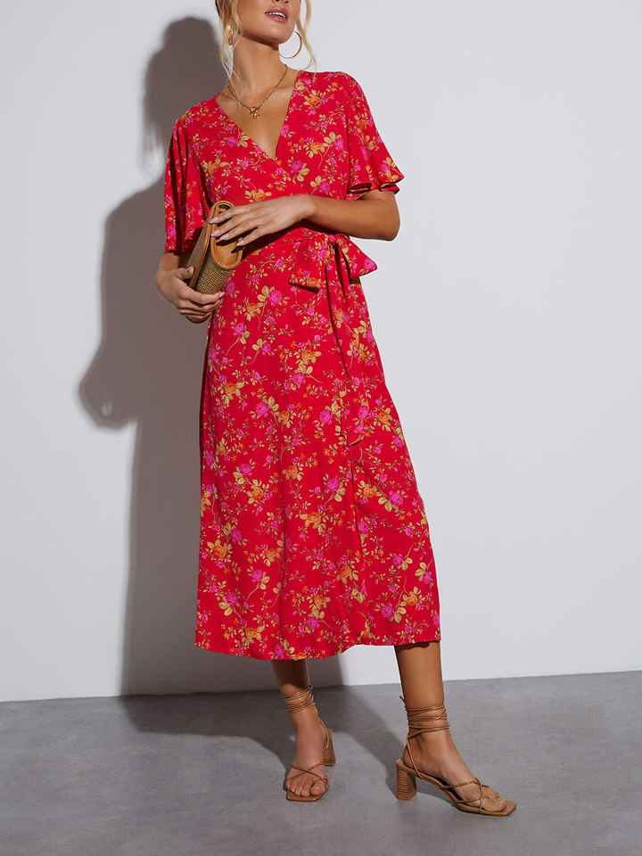 Milan Kiss Kleid in Rot/ Beige günstig kaufen