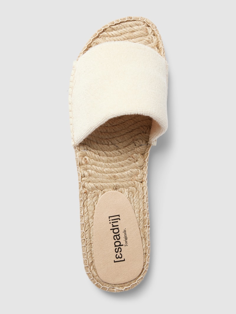 Pantoletten mit breitem Riemen Modell 'Frotté' in offwhite
