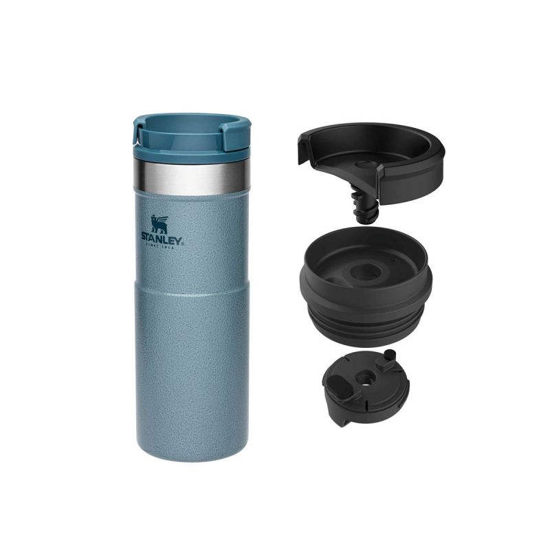 Thermo-Fahrradflasche, Stanley Classic Neverleak Travel Mug 16oz \/ 470ml Hammertone Ice