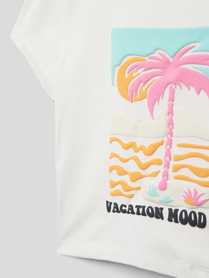 T-Shirt mit Motiv-Detail in weiß