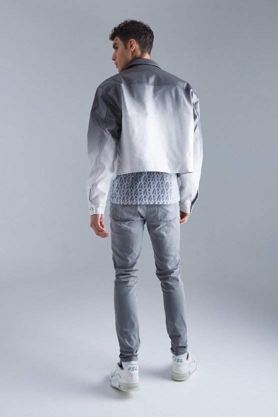Kastige PU Harrington-Jacke mit Farbverlauf