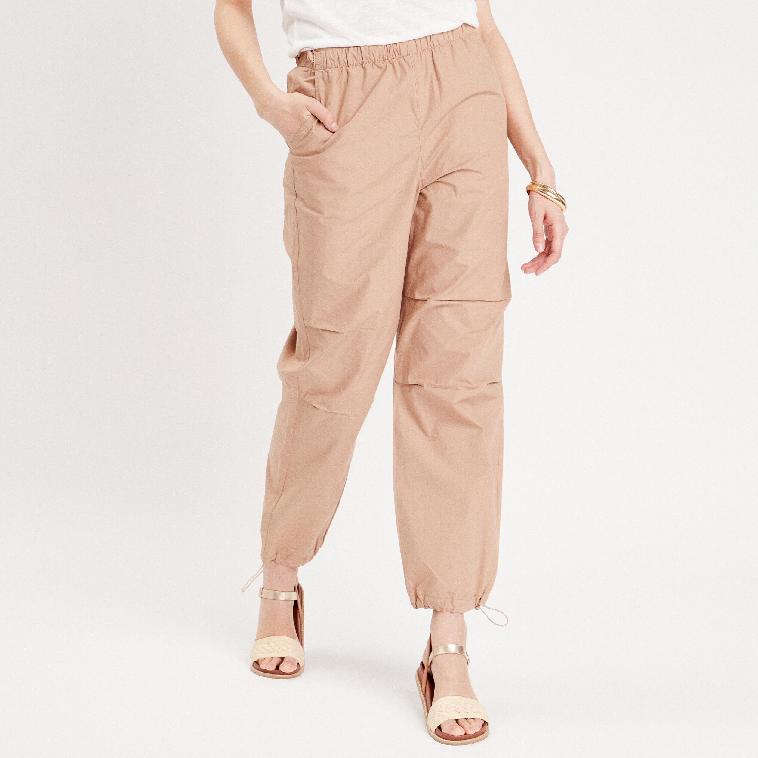 Pantalon loose élastiqué beige femme | Cache Cache