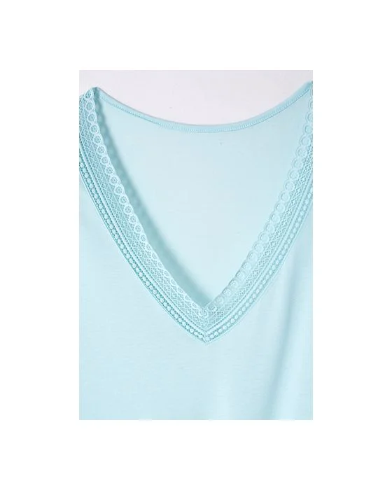 Tee-shirt manches courtes col dentelle Climatyl