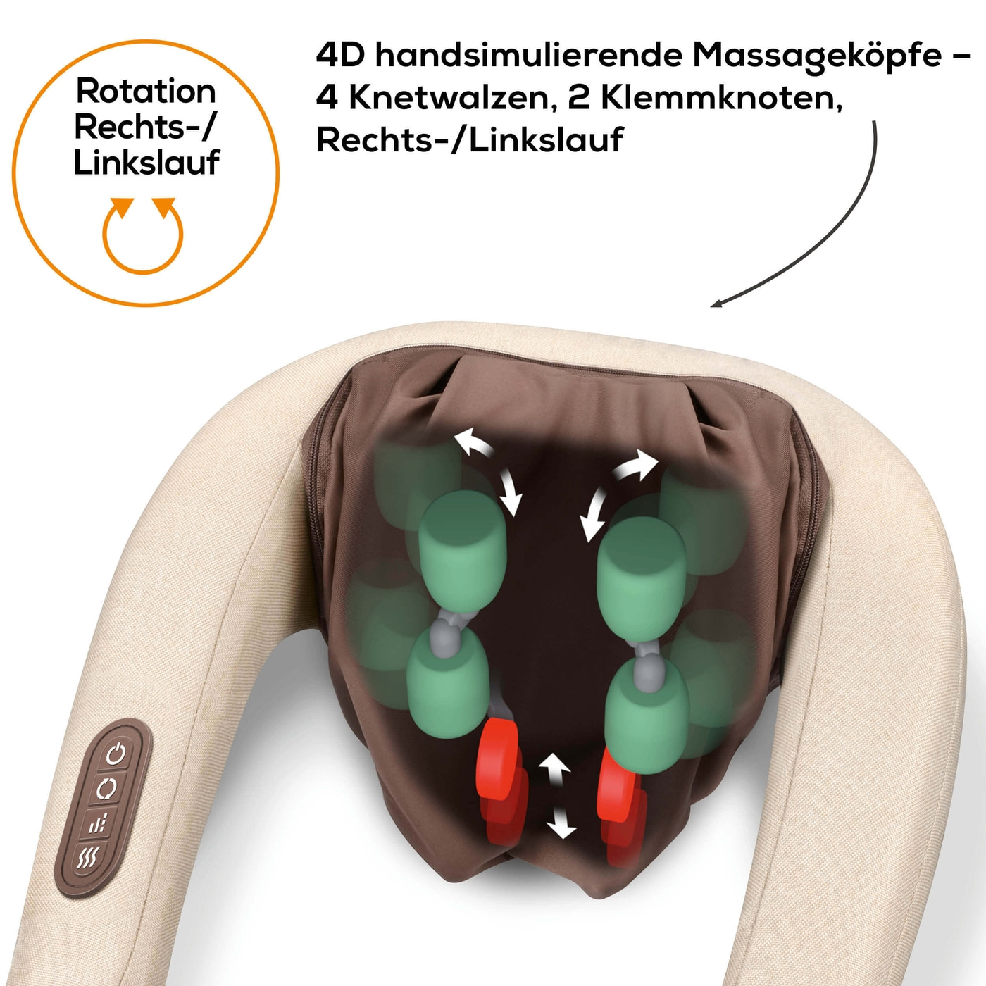 Beurer 4D Nacken-Massagegerät MG 153-Massagegerät für den Nacken mit 4D handsimulierenden Massageköpfen