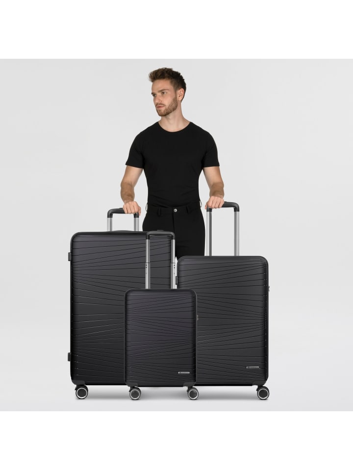 Franky Dallas 3.0 4 Rollen Kofferset 3-teilig mit Dehnfalte in black günstig kaufen onesize
