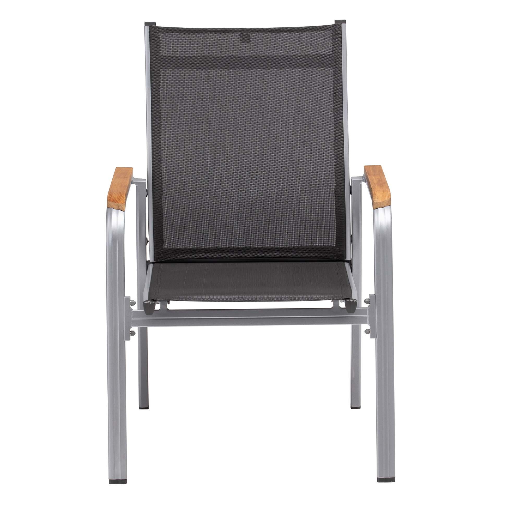 KETTLER Gartenstuhl Kettler Granada Stapelsessel Teak Armlehne silber KD zerlegt