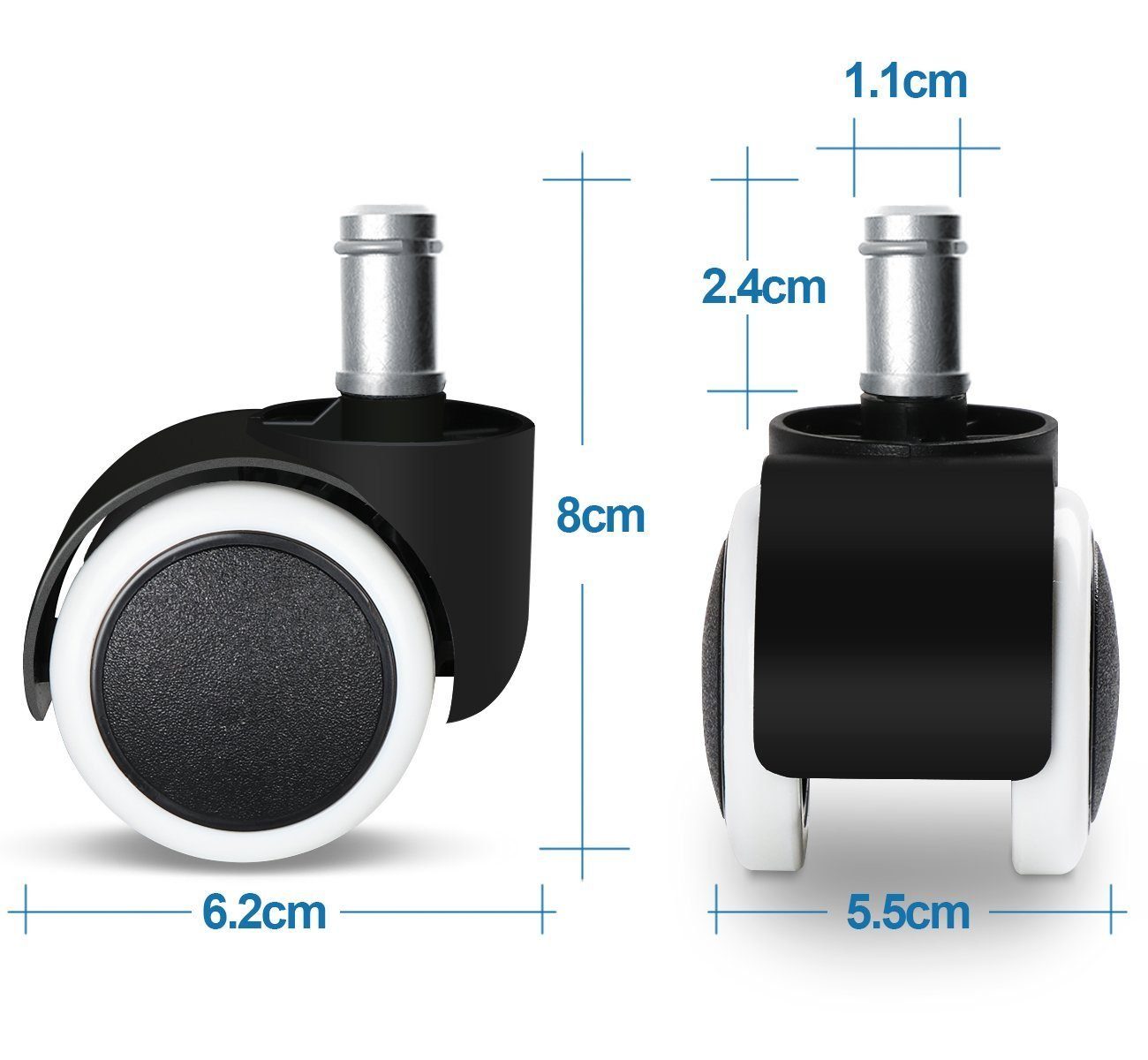 BlingBin Stuhlrolle 5-teilig Bürostuhl Rollen Set, 360° Drehbar Stuhlrollen, (5-St)
