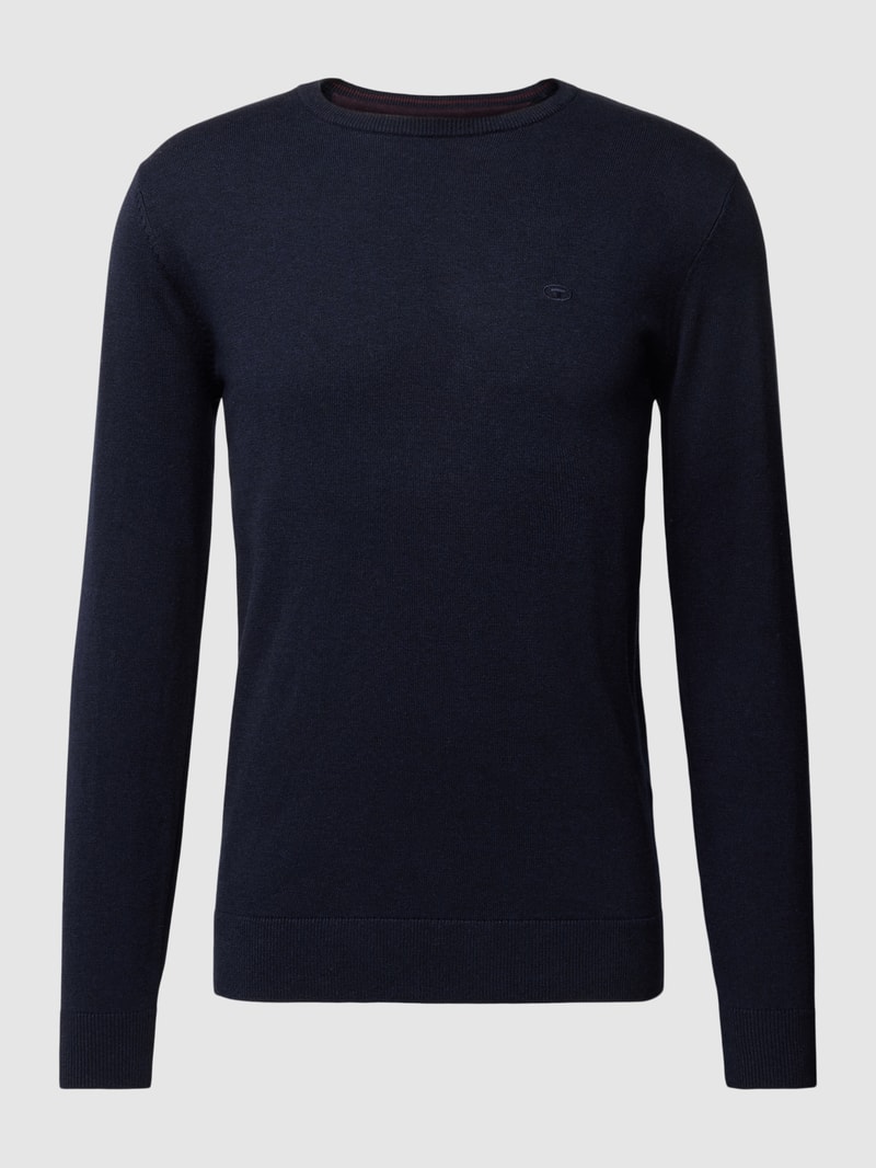 Strickpullover mit Logo-Stitching in marineblau