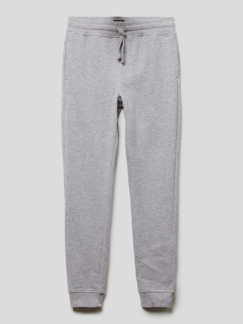 Sweatpants mit elastischem Bund in hellgrau meliert