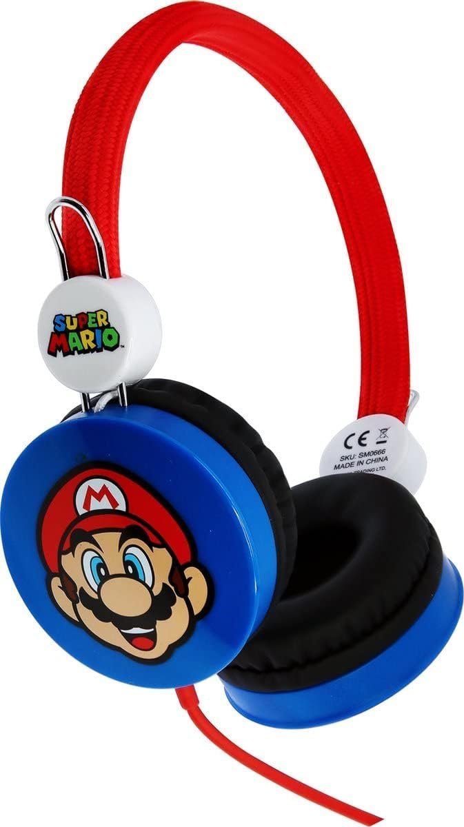 OTL Super Mario Stereo Headset für Kinder mit Lautstärkebegrenzung Kinder-Kopfhörer (max 85 DB) und verstellbarem Kopfband)