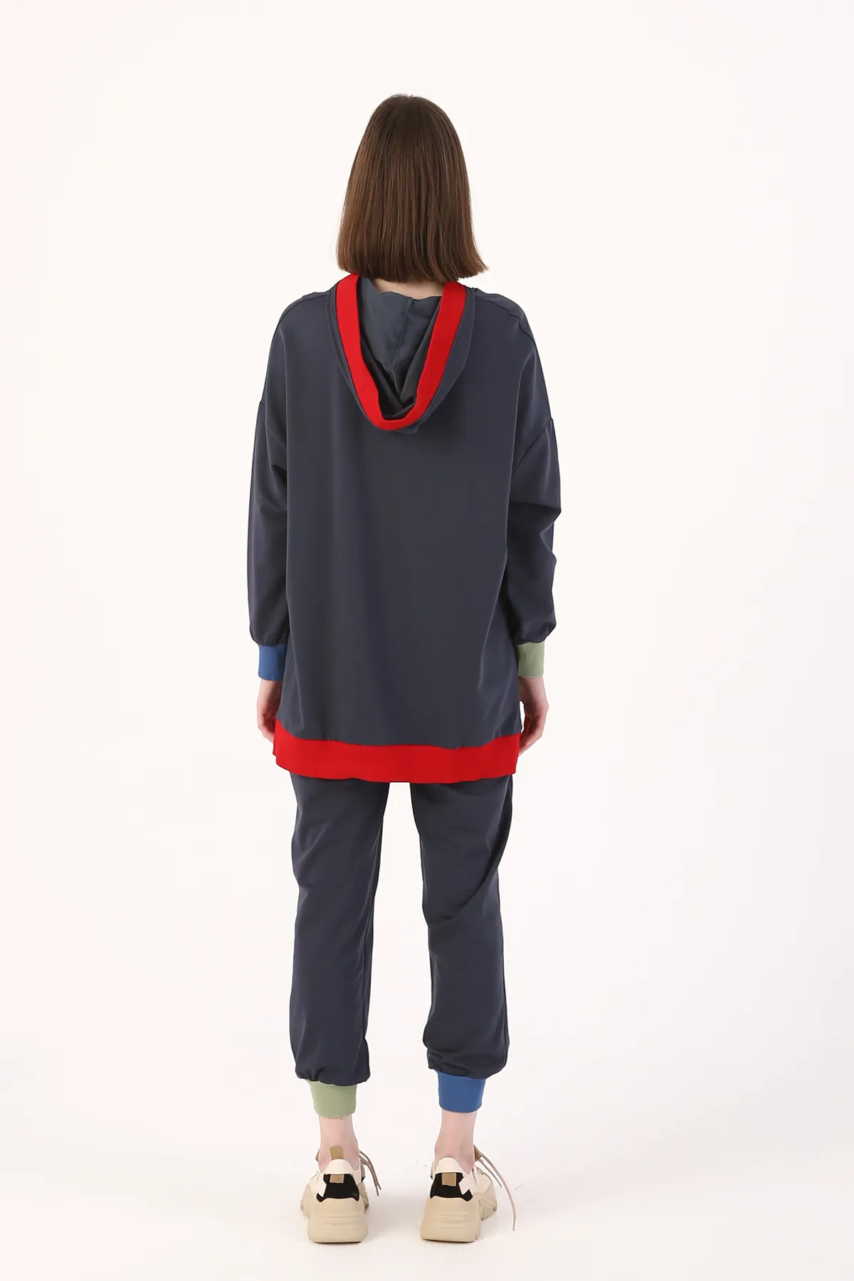 ALLDAY  Marineblauer, bunter Camisole-Trainingsanzug mit Kapuze