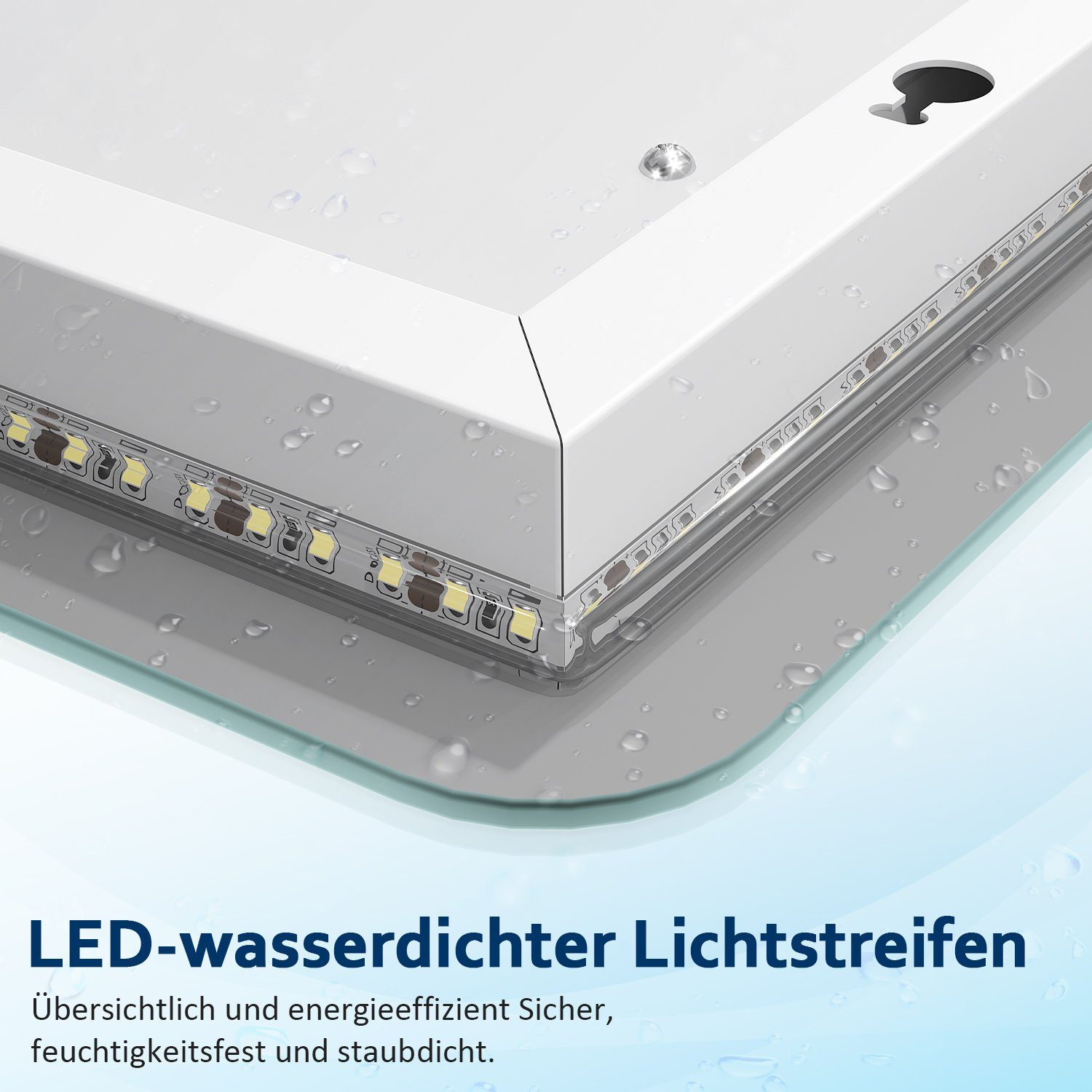 SONNI Badspiegel mit Beleuchtung Led Spiegel 70 x 50 cm mit Touch-Schalter Lichtspiegel, LED Spiegel Kosmetikspiegel Badezimmer Kaltweiß IP44 energiesparend