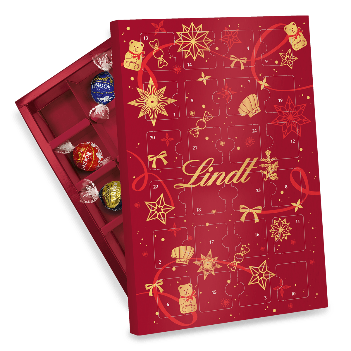 LINDOR Pick & Mix Adventskalender rot, 300g