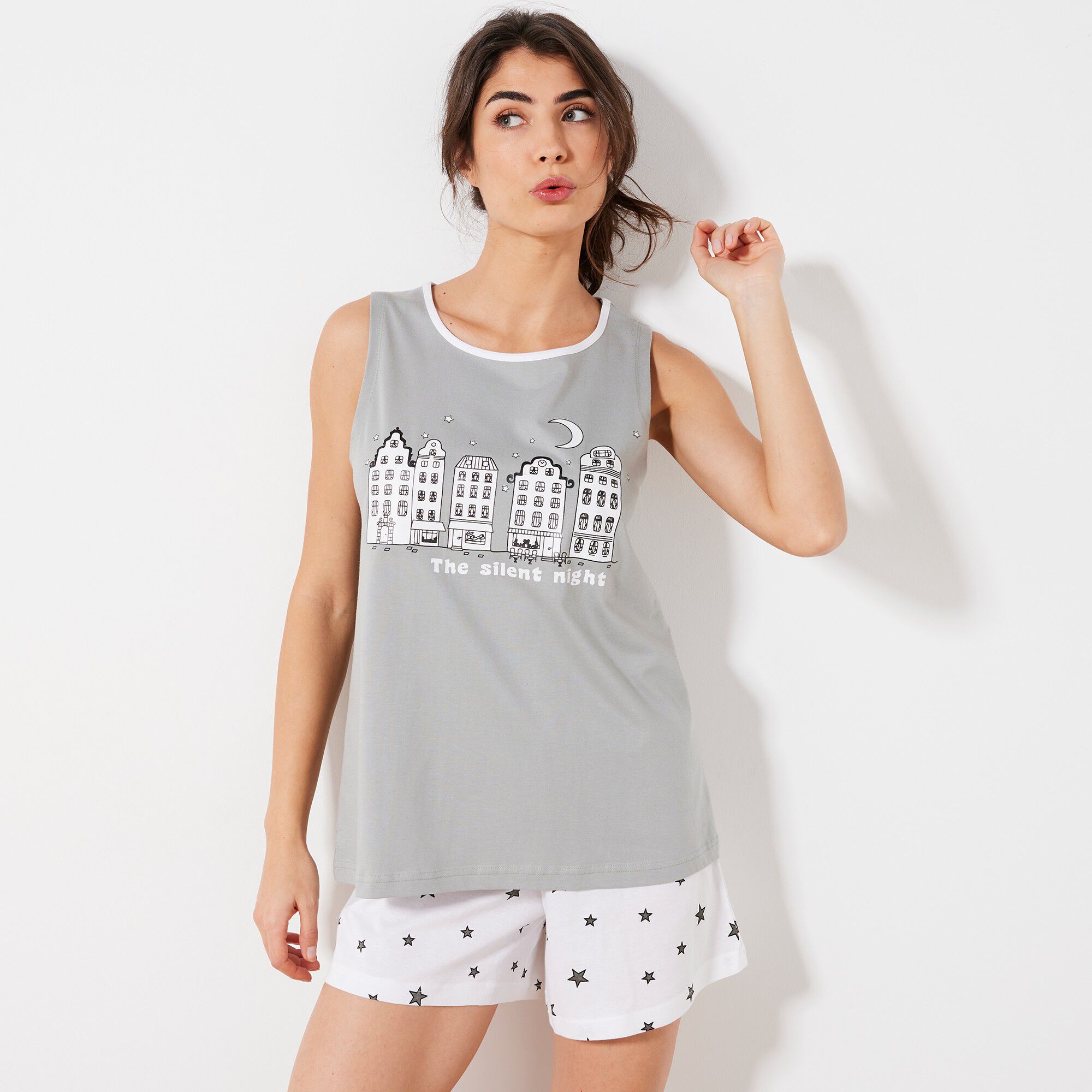 Pyjama short fantaisie ville étoilée