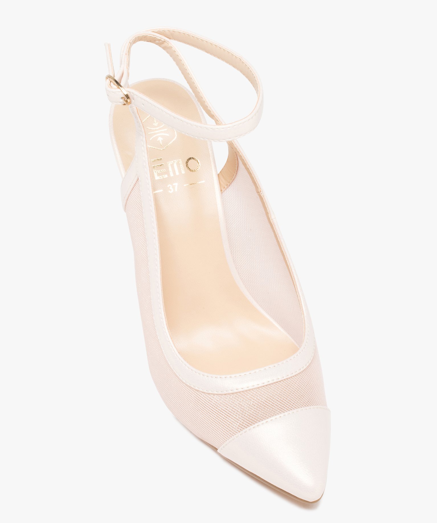 Escarpins femme à bout pointu et empiècement transparent beige | GEMO