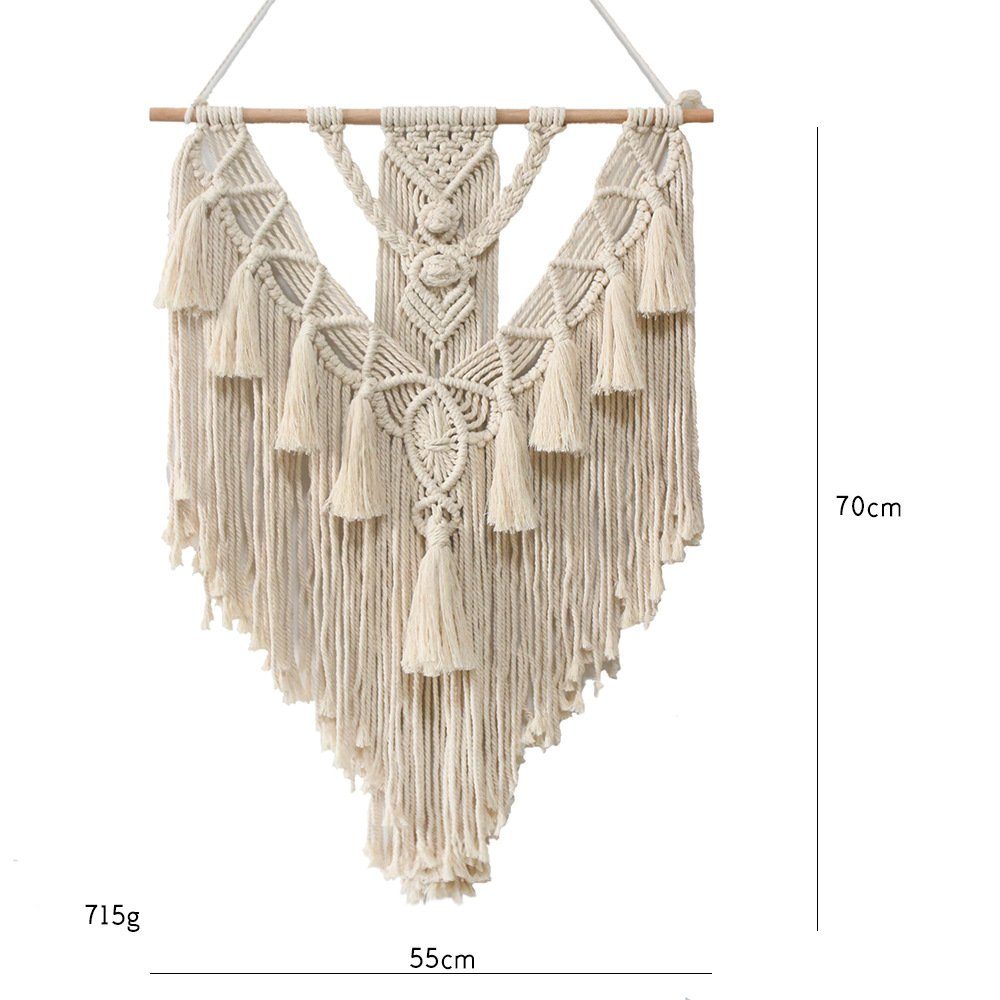 Wandteppich Makramee Tapisserie, Blusmart, Höhe: 700 mm, Innenbehang, Wanddekoration, Boho Wandbehang Deko 55*70cm