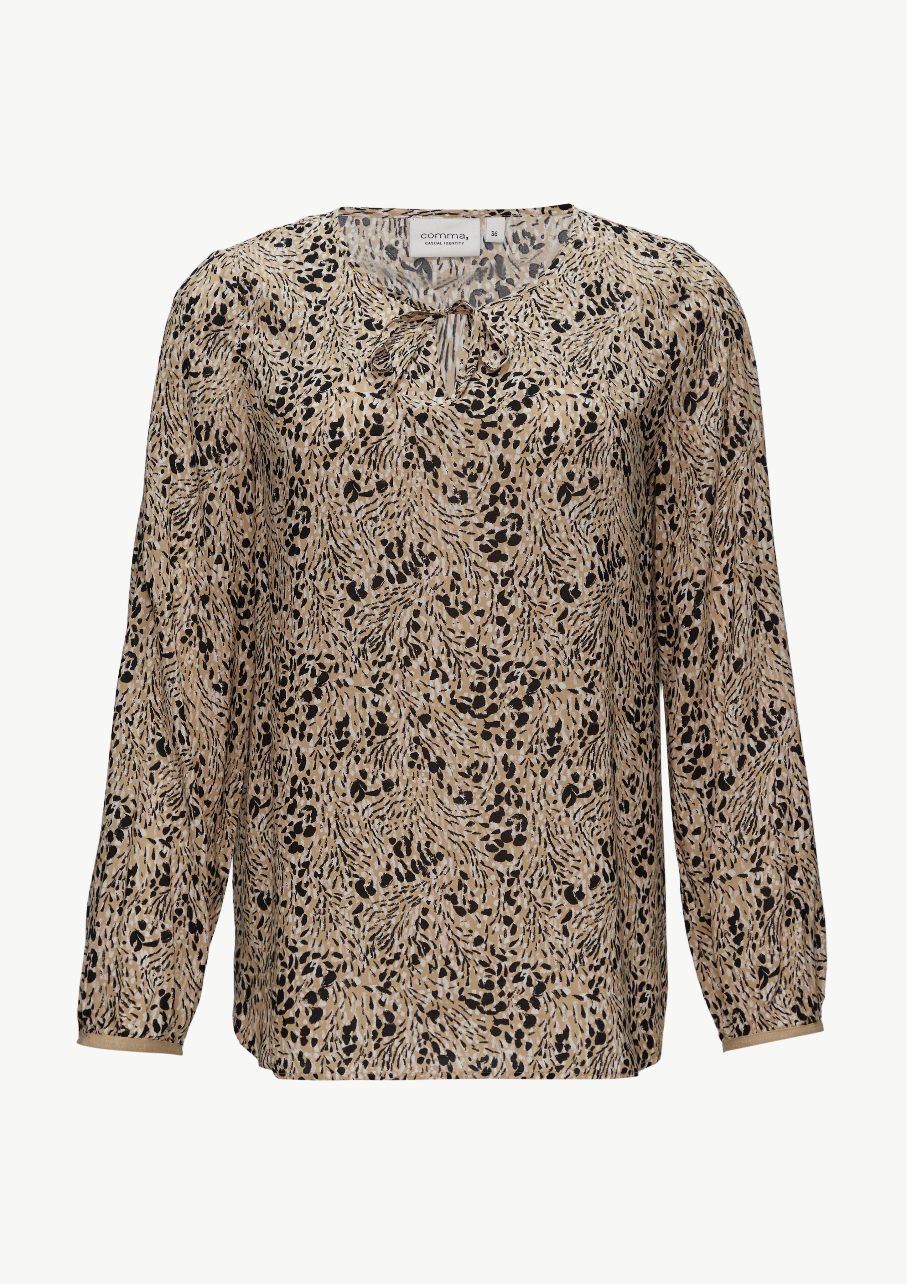 Bluse mit Bindeband - sandstein