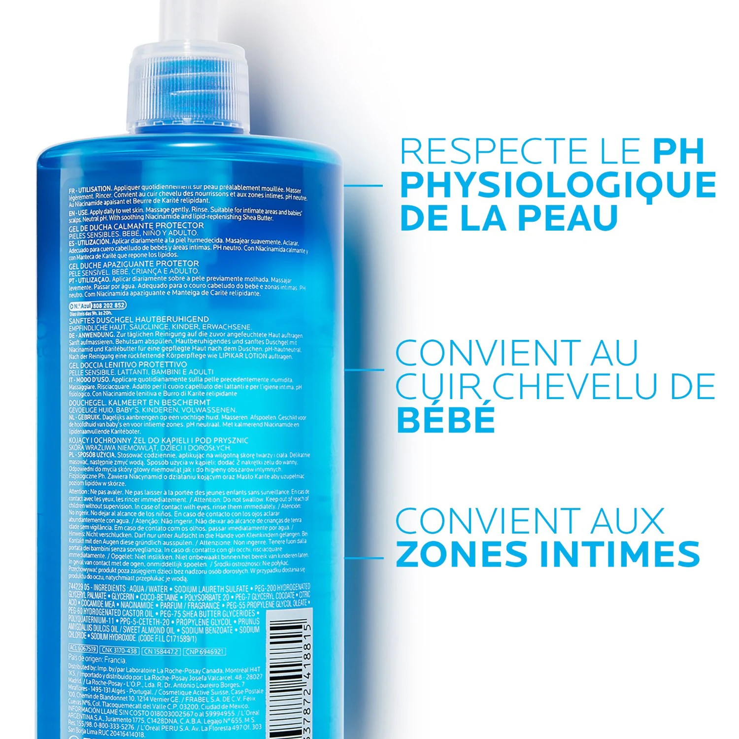 La Roche-Posay Lipikar raminamasis apsauginis valomasis gelis 750 ml