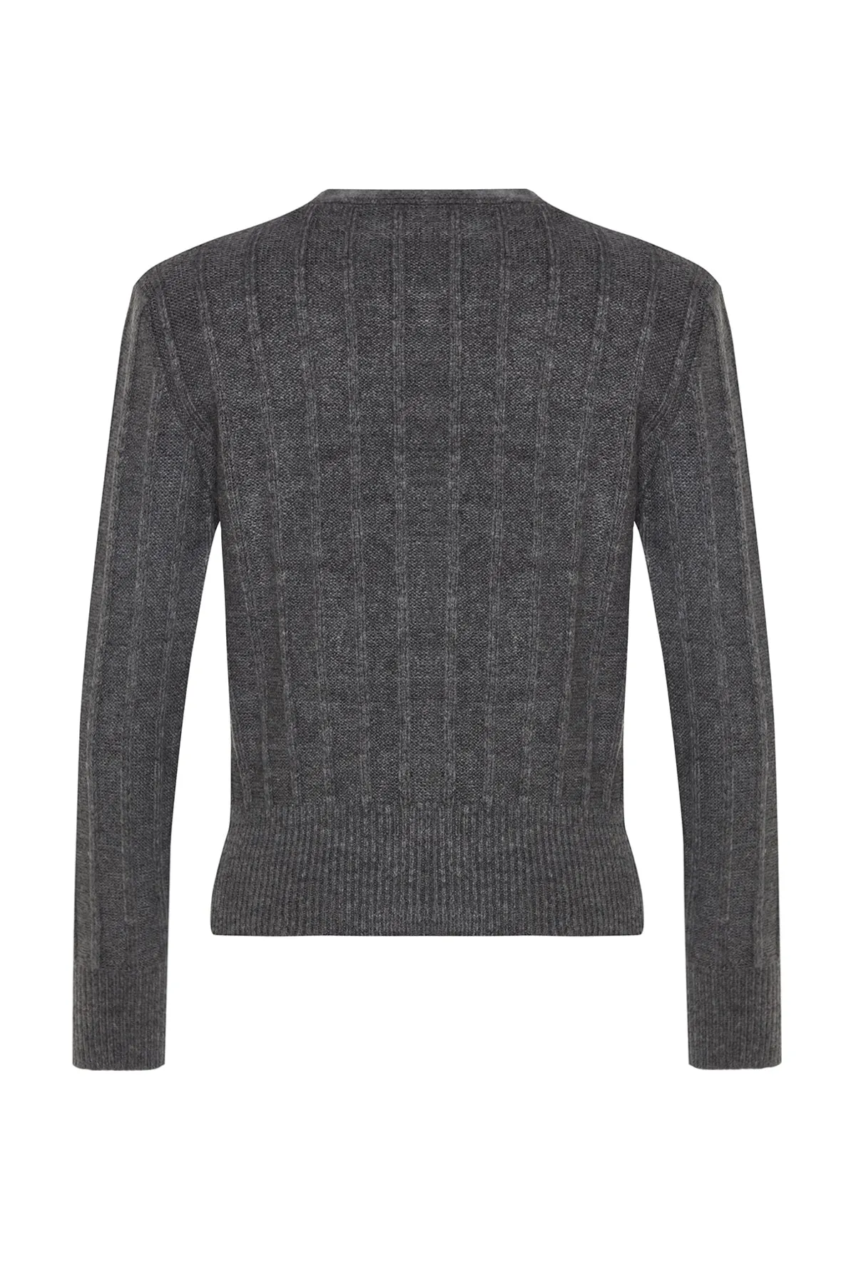 Trendyol Collection  Grauer, weich strukturierter Strick-Cardigan TWOAW24HI00152