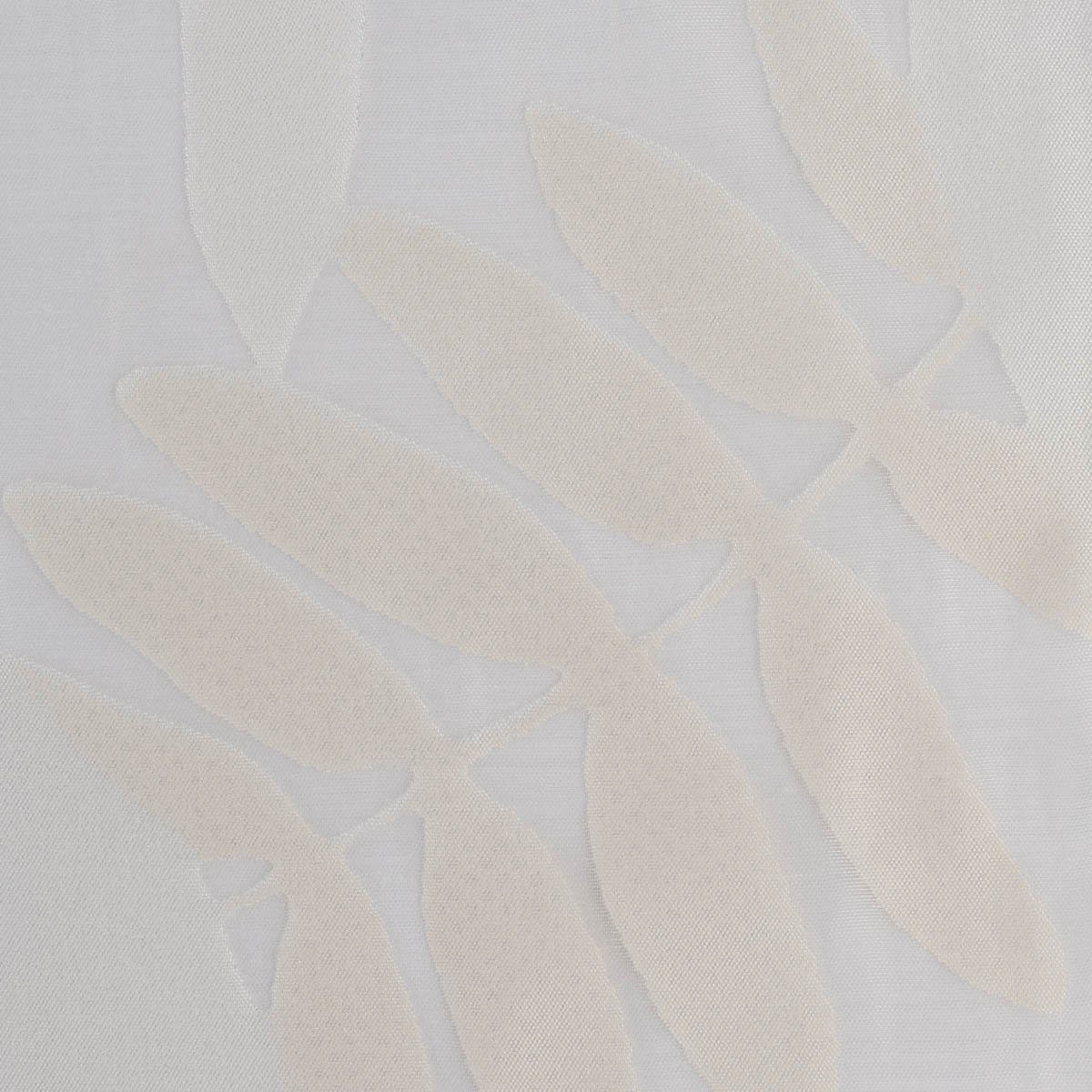 Meterware Rasch Textil Gardinenstoff Ausbrenner Madagaskar Blätter weiß 295cm, leicht perforiert, Organza, mit Bleiband, überbreit