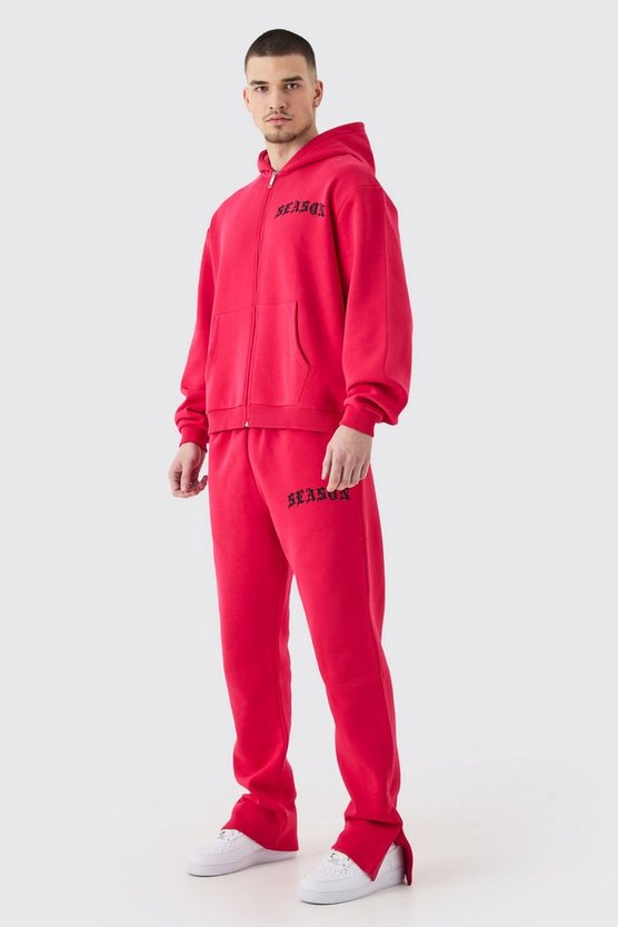 Tall kastiger Oversize Trainingsanzug mit Reißverschluss und Kapuze