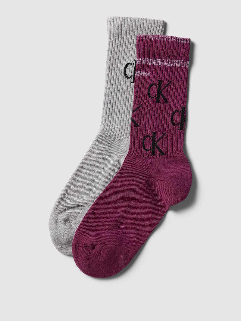 Socken mit Label-Details im 2er-Pack in pflaume