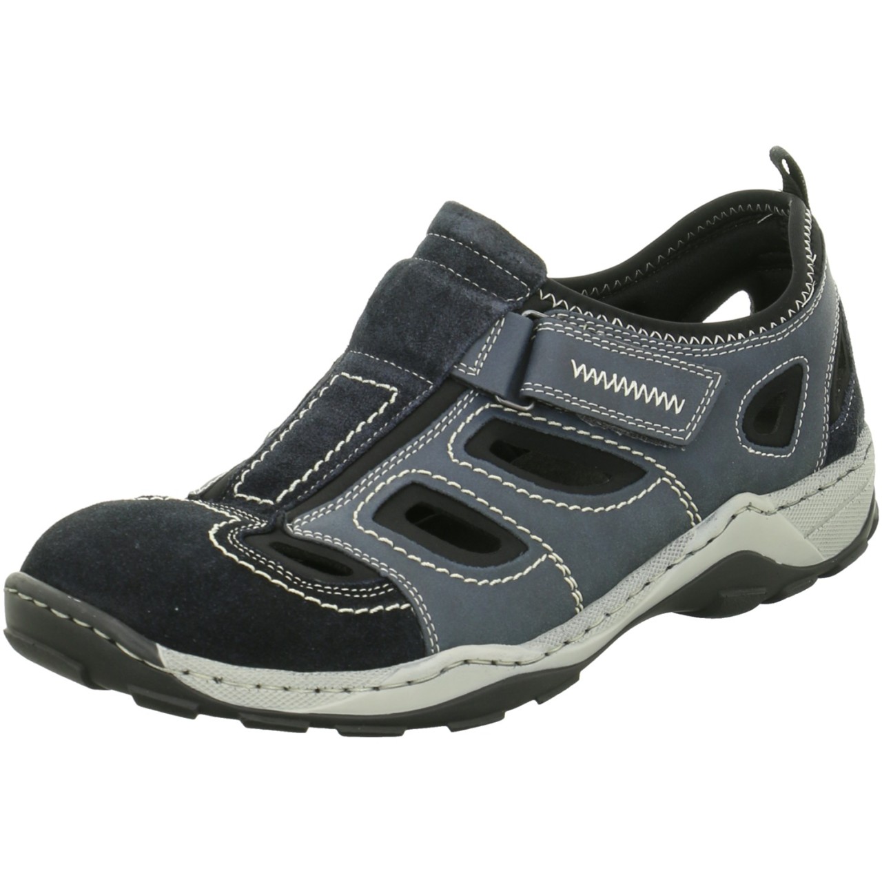 RIEKER Komfort Sandalen blau pazifik Samt/Bast