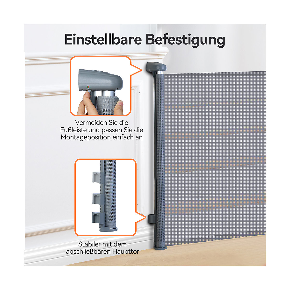 Einziehbare Schutztür Türschutzgitter 0-140cm