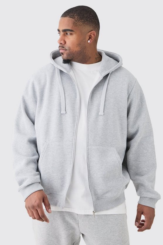 Plus Basic Hoodie mit Reißverschluss in Grau