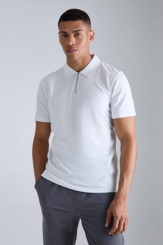 Slim-Fit Poloshirt mit Reißverschluss