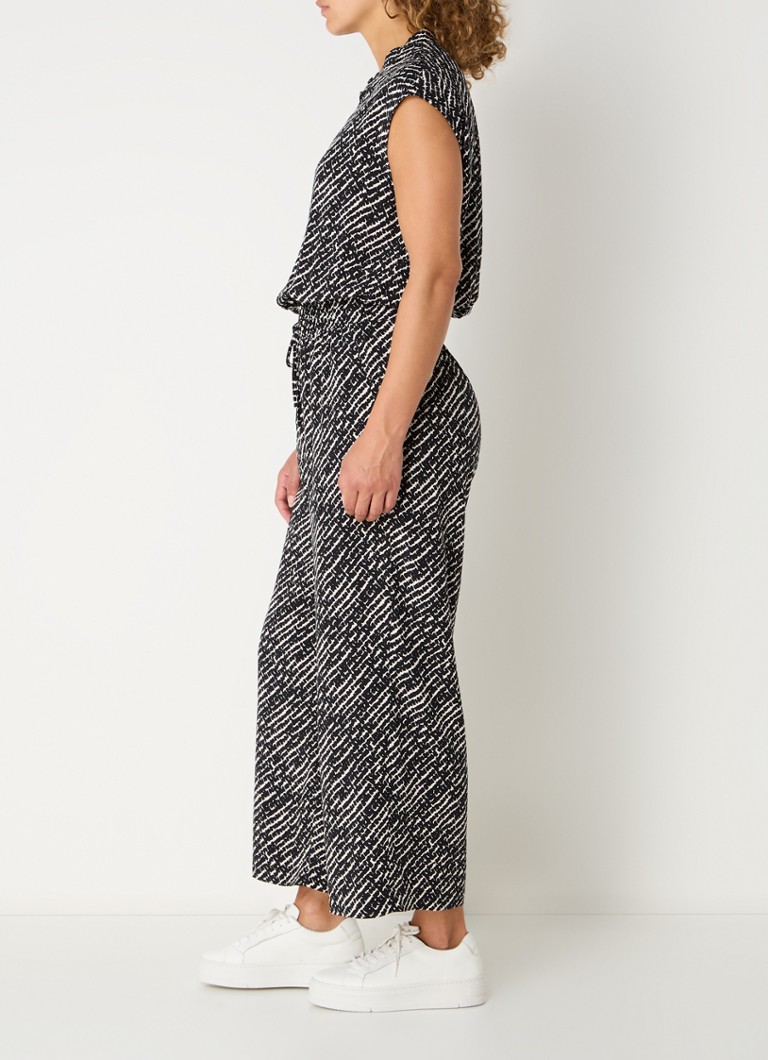 OPUS Marello loose-fit cropped jumpsuit with graphic print and patch pockets