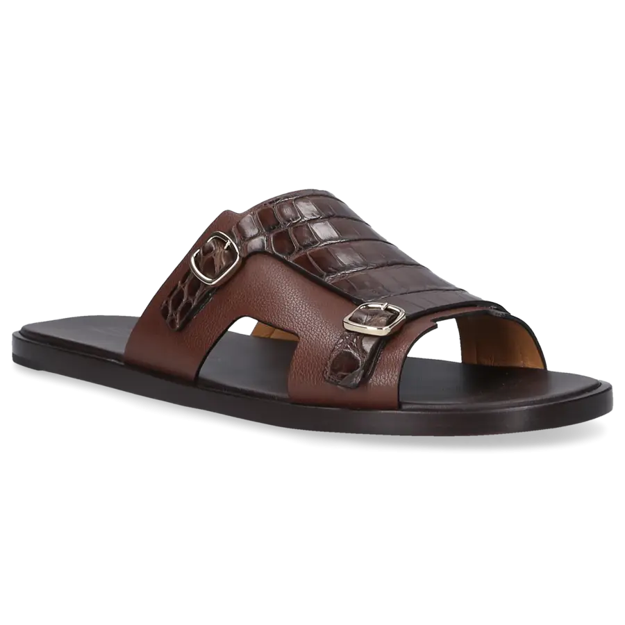 Santoni - Sandalen 16723 Krokodilleder - braun
