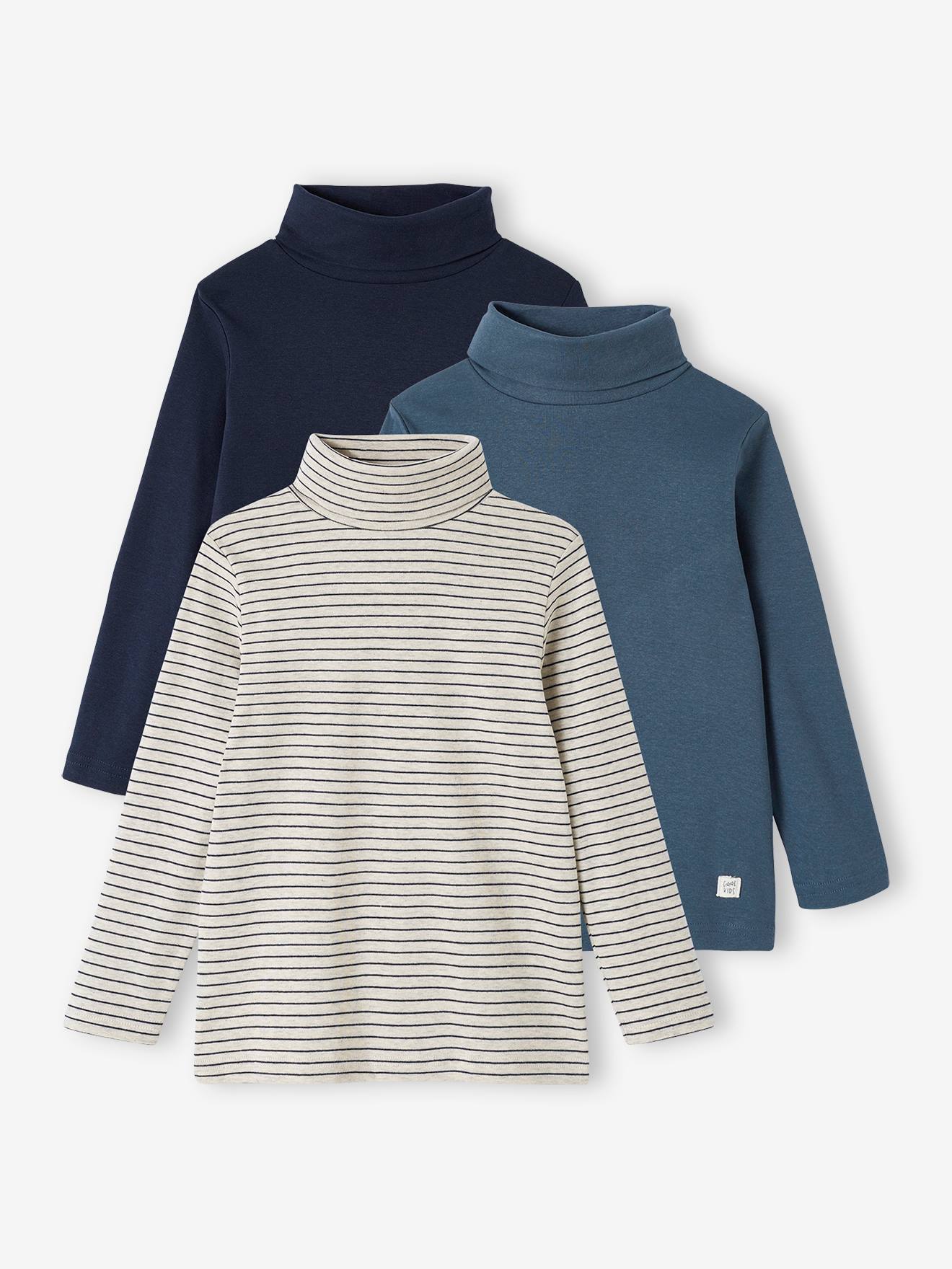 Vertbaudet 3er-Pack Jungen Rollkragen-Shirts - tinte